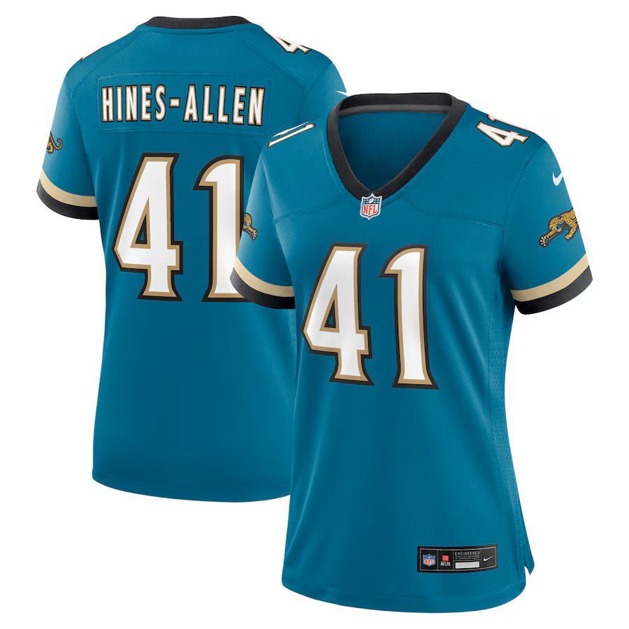 Women Jacksonville Jaguars #41 Josh Hines-Allen Green Nike Throwback Game NFL Jersey->women nfl jersey->Women Jersey